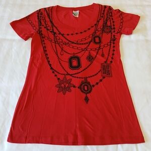Ohio State Buckeyes Graphic Print V-Neck T-Shirt Women's Medium